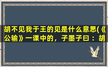 胡不见我于王的见是什么意思(《公输》一课中的，子墨子曰 ：胡不见我于王。这句话里面的通假字是哪个，通哪个字)